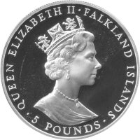 Falkland-Inseln 5 Pounds 1992 - 400 Jahre Entdeckung der Falklandinseln - Silber PP