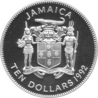 Jamaica 10 Dollars 1992 - 500 Jahre Entdeckung der Neuen Welt - Silber PP