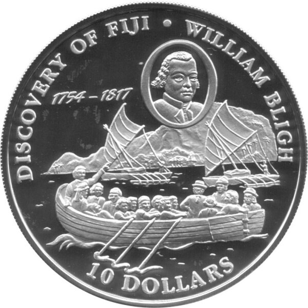 Fiji 10 Dollars 1993 - Entdeckung der Fiji Inseln "William Bligh" - Silber PP
