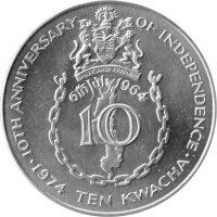 Malawi 10 Kwacha 1974 - 10 Jahre Unabhängigkeit - Silber