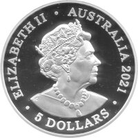 Australien Dolphin 3. Ausgabe Fraser - Borneodelfin 2021 1 oz Silber | High Relief - Polierte Platte