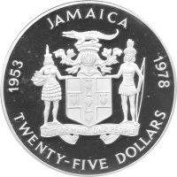 Jamaica 25 Dollars 1978 - "25. Kronjubiläum von Königin Elisabeth II." - Silber PP