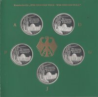 Deutschland 5 x 10 DM 2000 "10 Jahre Deutsche Einheit" Set A-D-F-G-J - Silber PP