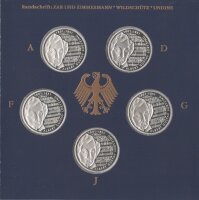 Deutschland 5 x 10 DM 2001 "200. Geburtstag von Gustav Albert Lortzing" Set A-D-F-G-J - Silber PP