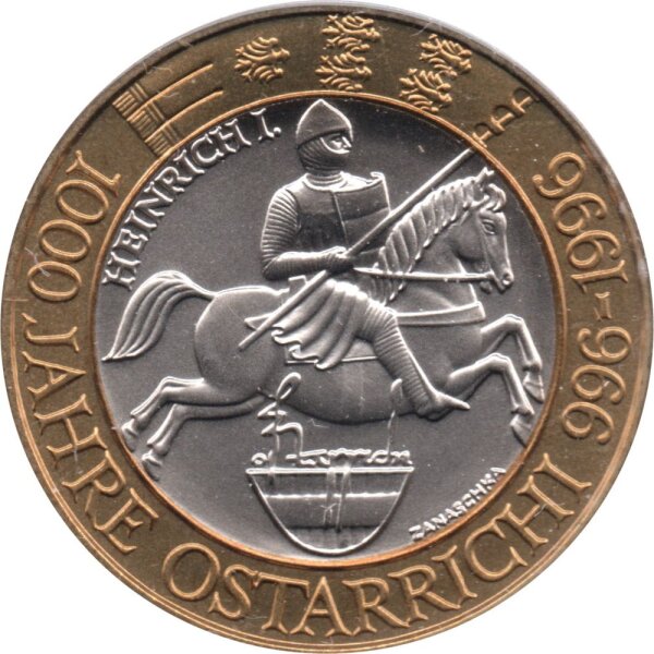 Österreich 50 Schilling 1996 "1000 Jahre Österreich" - Bimetall im Originalblister