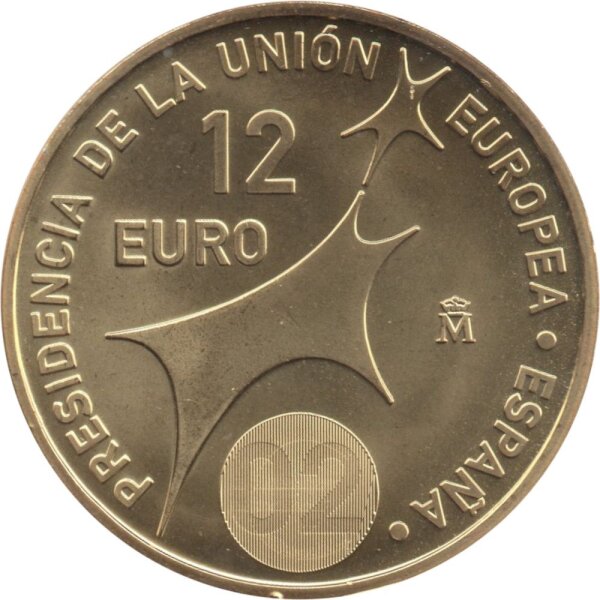 Spanien 12 Euro 2002 - Spanische EU-Ratspräsidentschaft - Silber vergoldet