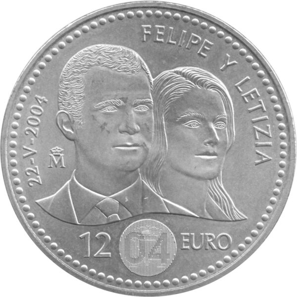 Spanien 12 Euro 2004 - Hochzeit von Prinz Felipe und Letizia Ortiz - Silber