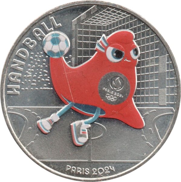 Frankreich 10 Euro 2023 - XXXIII. Olympische Sommerspiele 2024 in Paris "Handball" - Silber coloriert