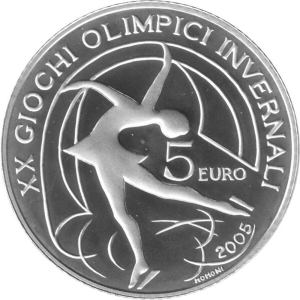 Italien 5 Euro 2005 - XX. Olympische Winterspiele 2006 in Turin "Eiskunstlauf" - Silber PP