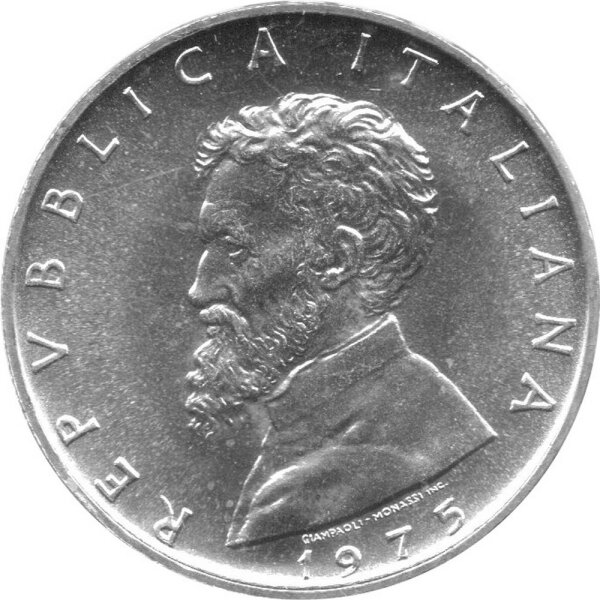 Italien 500 Lire 1975 - 500. Geburtstag von Michelangelo Buonarroti - Silber