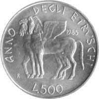 Italien 500 Lire 1985 - Jahr der etriskischen Kultur - Silber