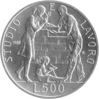 Italien 500 Lire 1988 - 100. Todestag von San Giovanni Bosco - Silber