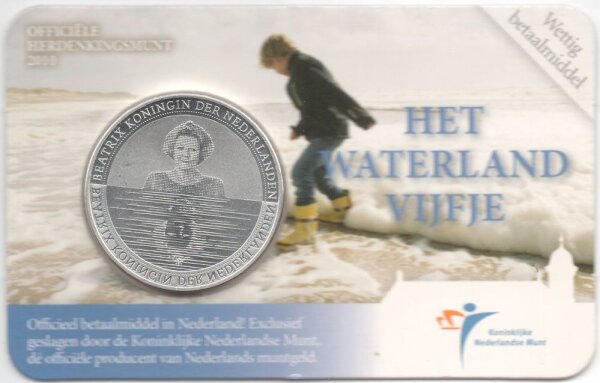Niederlande 5 Euro 2010 - Wasserland - Ku-Ni versilbert Coincard