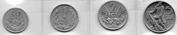 Polen Set 50 Grozy+1+2+5 Zloty - div. Jahrgänge - Alu