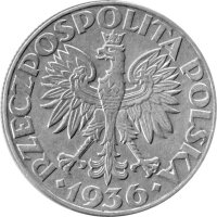 Polen 5 Zlotych 1936 - 15 Jahre Hafen von Gdynia - Silber
