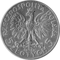 Polen 5 Zlotych 1934 - Kursmünze "Polonia" - Silber