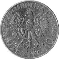 Polen 10 Zlotych 1932 - Kursmünze "Polonia ohne Mzz." - Silber