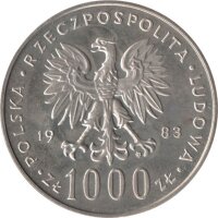 Polen 1.000 Zlotych 1983 - Papstbesuch - Silber