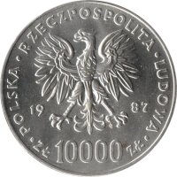 Polen 10.000 Zlotych 1987 - Papst Johannes Paul II. - Silber