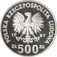 Polen 500 Zlotych 1987 - VIII. Fußball EM 1988 in Deutschland - Silber PP