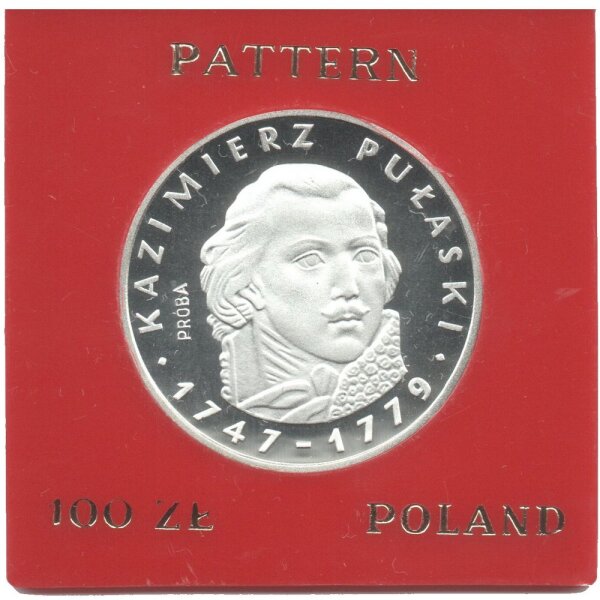 Polen 100 Zlotych 1976 PROBE - Kazimierz Pulaski - Silber PP in Originalkapsel
