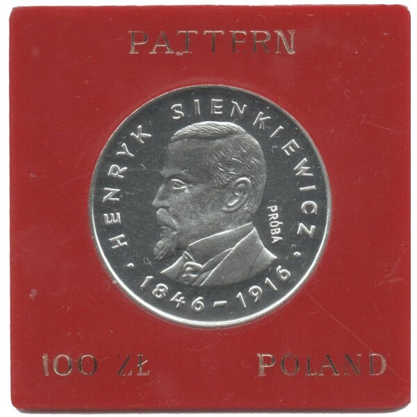 Polen 100 Zlotych 1977 PROBE - Henryk Sienkiewicz - Silber PP in Originalkapsel