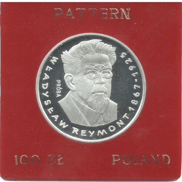 Polen 100 Zlotych 1977 PROBE - Wladyslaw Reymont - Silber PP in Originalkapsel