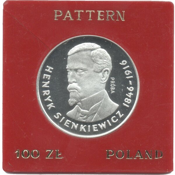 Polen 100 Zlotych 1977 PROBE - Henryk Sienkiewicz - Silber PP