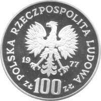 Polen 100 Zlotych 1977 PROBE - Henryk Sienkiewicz - Silber PP