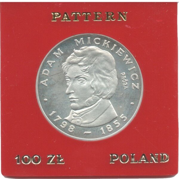 Polen 100 Zlotych 1978 PROBE - Adam Mickiewicz - Silber PP in Originalkapsel