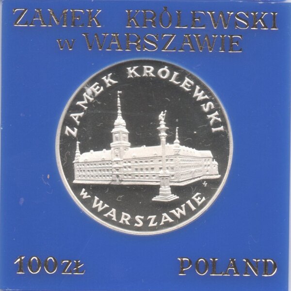 Polen 100 Zlotych 1975 - Warschauer Königsschloss - Silber PP in Originalkapsel