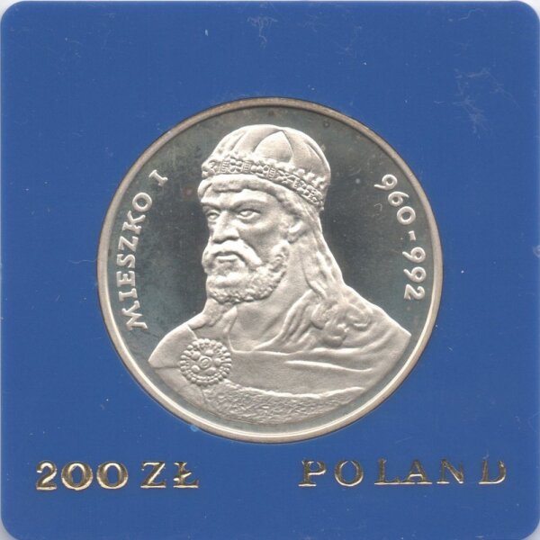 Polen 200 Zlotych 1979 - Herzog Mieszko I. - Silber PP in Originalkapsel