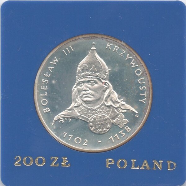 Polen 200 Zlotych 1982 - Herzog Bolesław III. "Schiefmund" - Silber PP in Originalkapsel
