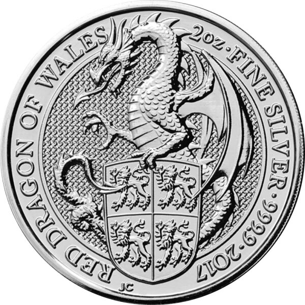 UK The Queen´s Beasts 3. Ausgabe 2017 Red Dragon 2 oz Silber