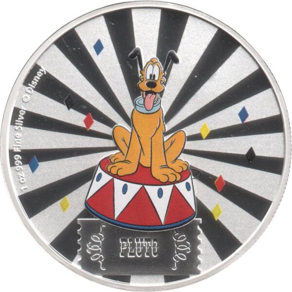 Niue 2 Dollars 2019 - Disney Micky Mouse "Pluto" - 1 oz Silber PP coloriert