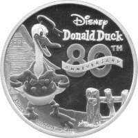 Niue 2 Dollars 2014 - Disney "Donald Duck 80....