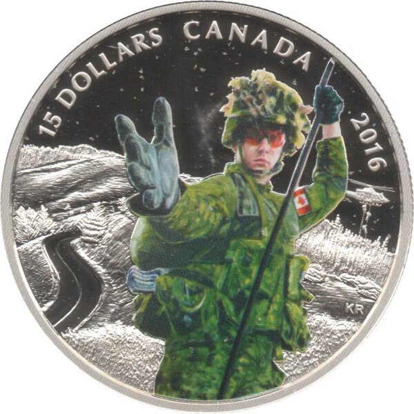Kanada 15 Dollars 2016 - Nationalhelden "Militär" - Silber PP teilcoloriert