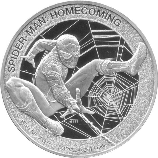 Cook Islands 5 Dollars 2017 - Spiderman "Homecoming" - 1 oz Silber PP