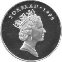 Tokelau 5 Dollar 1998 - Segelschiff HMS Dolphin - Silber PP