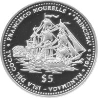 Tuvalu 5 Dollars 1999 - Segelschiff "La...