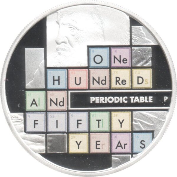 Tuvalu 1 Dollar 2019 Periodensystem 1 oz Silber PP teilcoloriert