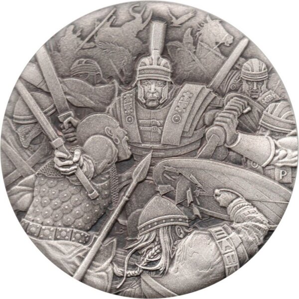 Tuvalu 2 Dollar 2018 Kriegsführung "Römische Legion" 2 oz Silber Antik Finish