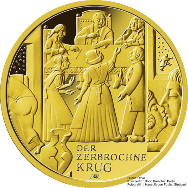 Deutschland 100 € 2024 - F - Meisterwerke der Deutschen Literatur - Heinrich von Kleist "Der zerbrochne Krug" 1/2 oz Gold incl. Etui & CoA