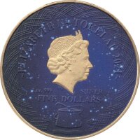Tokelau 5 Dollar 2021 - Sternzeichen "Schütze" - 1 oz Silber coloriert und teilvergoldet