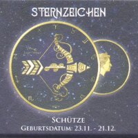 Tokelau 5 Dollar 2021 - Sternzeichen "Schütze" - 1 oz Silber coloriert und teilvergoldet
