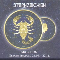 Tokelau 5 Dollar 2021 - Sternzeichen "Skorpion" - 1 oz Silber coloriert und teilvergoldet