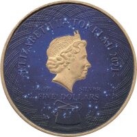 Tokelau 5 Dollar 2021 - Sternzeichen "Wassermann" - 1 oz Silber coloriert und teilvergoldet