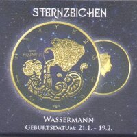 Tokelau 5 Dollar 2021 - Sternzeichen "Wassermann" - 1 oz Silber coloriert und teilvergoldet