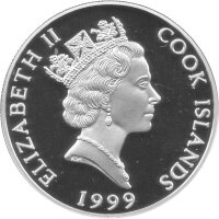 Cook Islands 5 Dollars 1999 - Segelschiff Archimedes - Silber PP