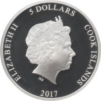 Cook Islands 5 Dollars 2017 - Prächtiges Leben "Kobra" - 1 oz Silber PP teilcoloriert